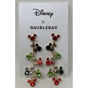BAUBLEBAR X DISNEY Red & Green Mickey Christmas String‎ Lights Dangle Earrings